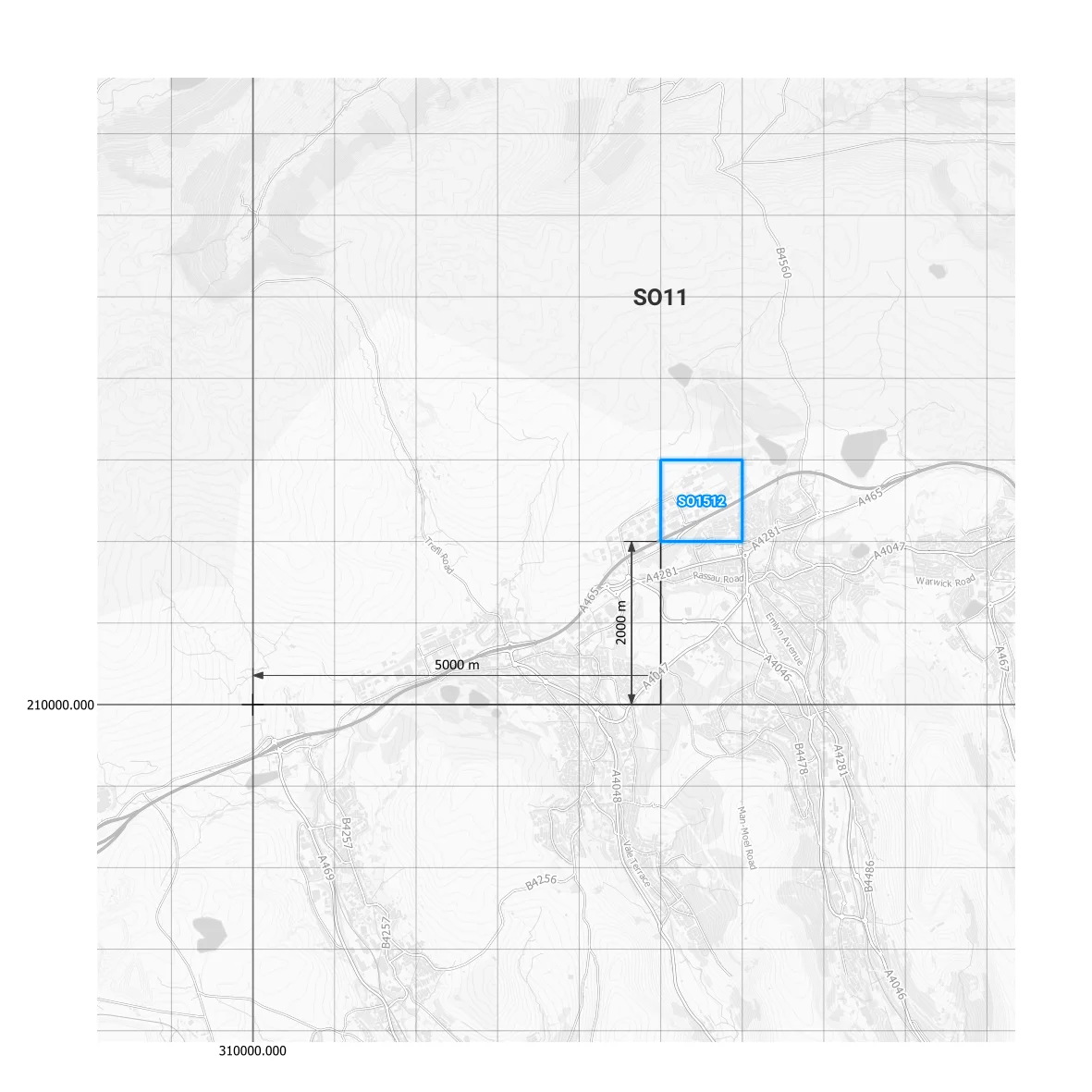 1 km grid square